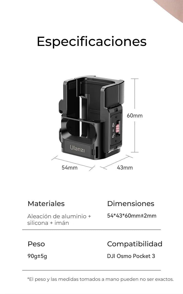 Ulanzi PK-06 adaptér pro Pocket 3 – Rozměry a parametry