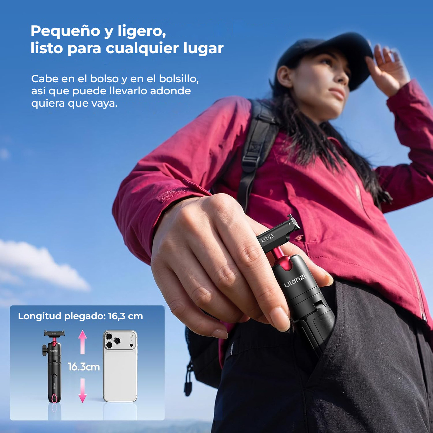 Ulanzi MT55 SnapGo ministativ a selfie tyč s uchycením 1/4″ – Vejde se do kapsy