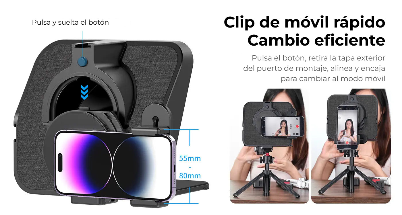 Ulanzi RT02 teleprompter pro tablety a smartphony – Rychloupínací klip na telefon