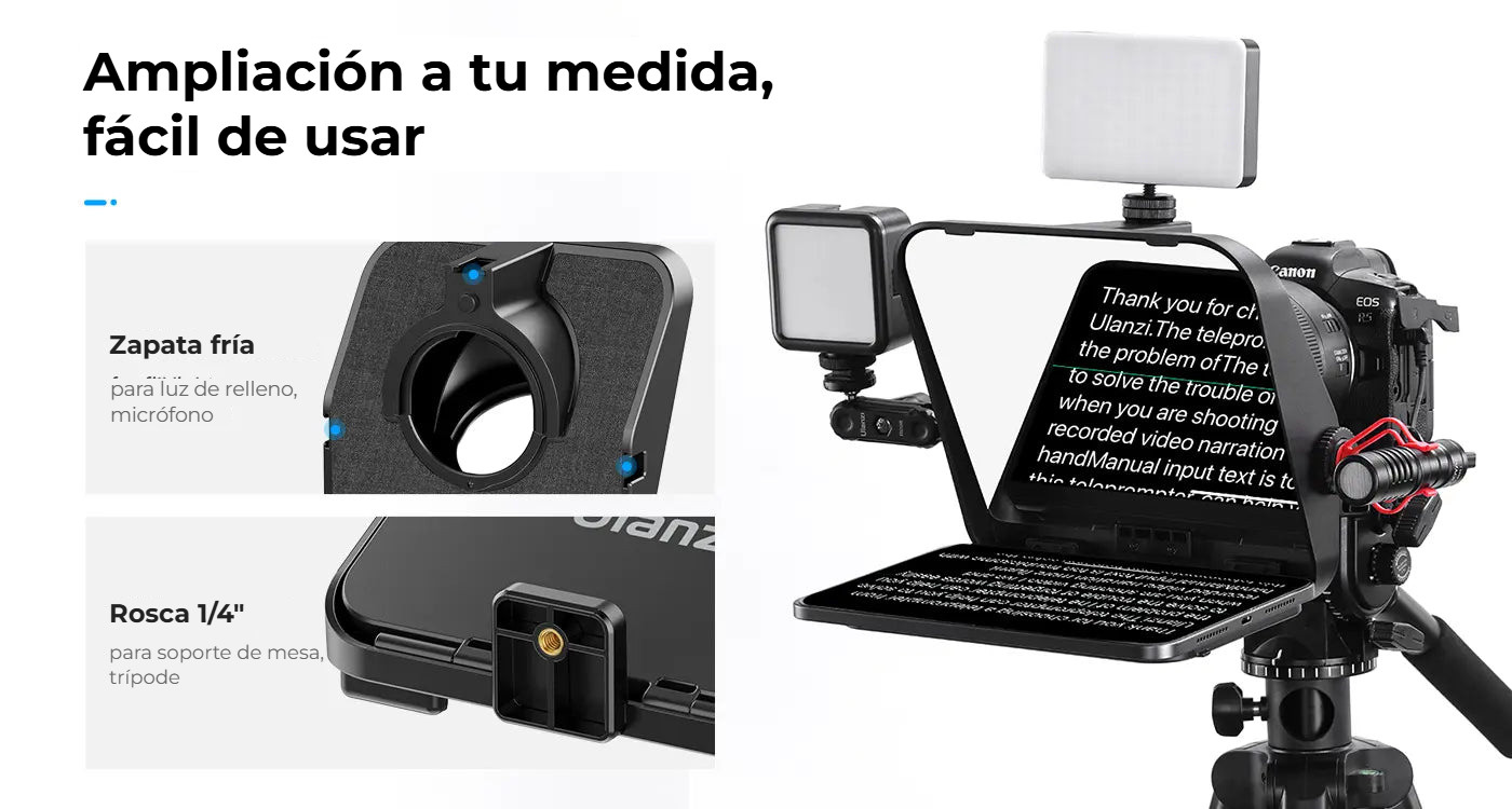 Ulanzi RT02 teleprompter pro tablety a smartphony – Cold shoe a závit 1/4″