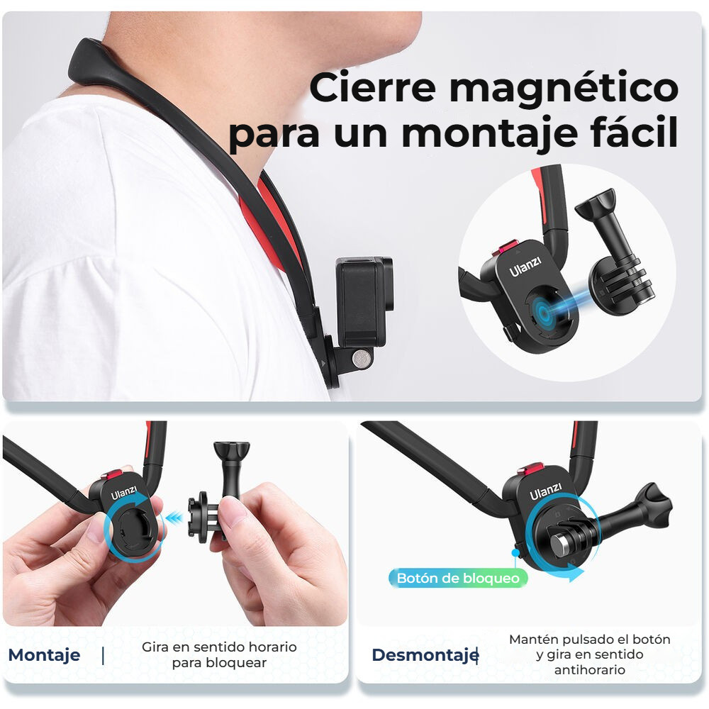 Ulanzi Go-Quick II krční držák pro akční kameru – Magnetické rychloupínání Go-Quick II