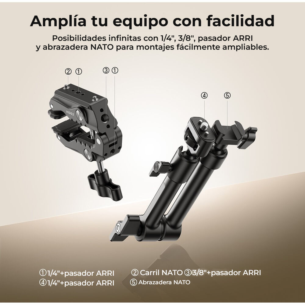 Ulanzi HD02 Magic Arm – Závity 1/4″-20 a 3/8″-16 s kolíky ARRI