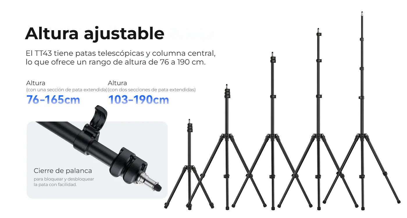 Ulanzi TT43 Reverse Folding Light Stand – Nastavitelná výška