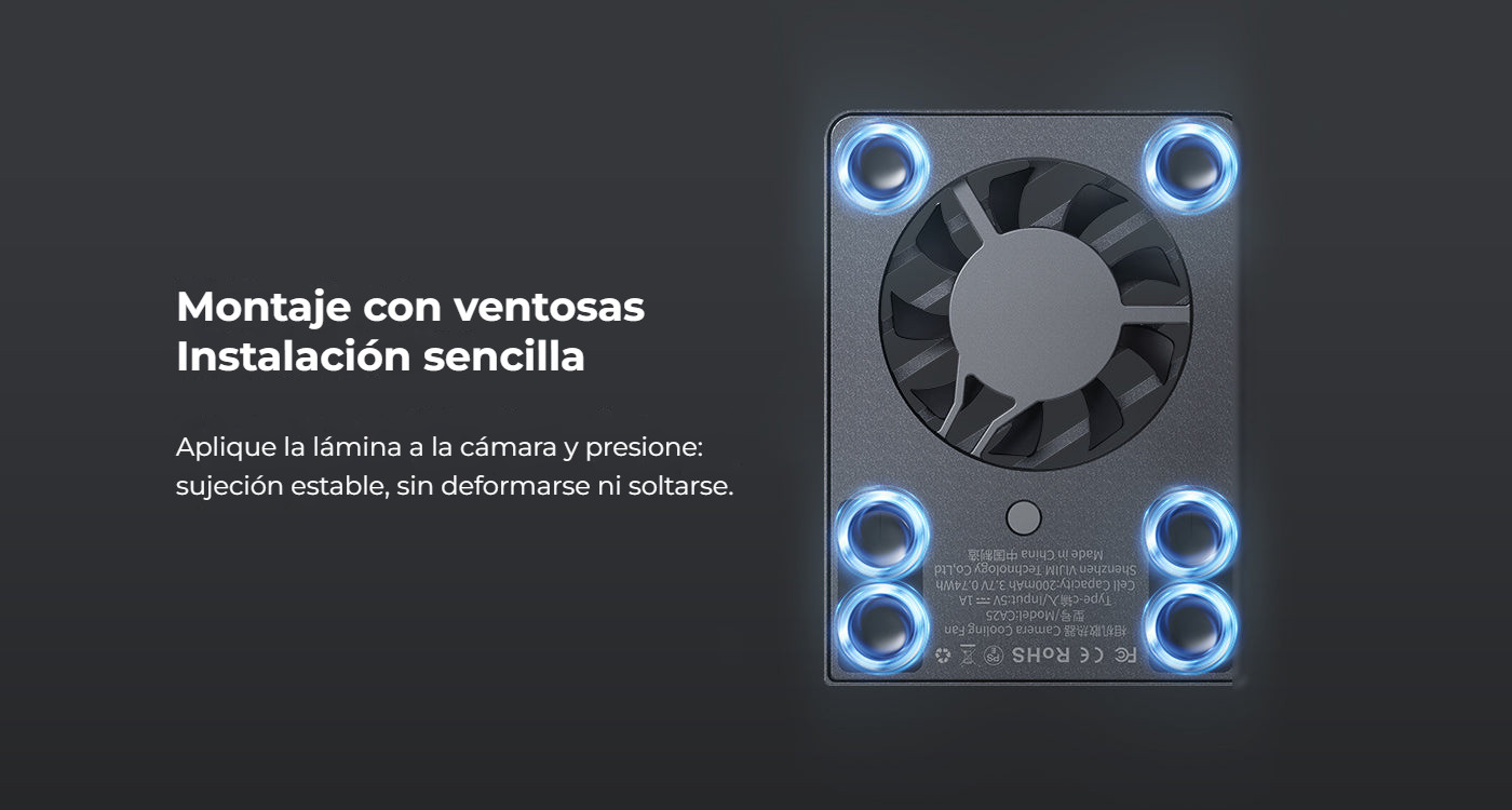 Ulanzi Camera Cooling Fan V3 stříbrný – Uchycení přísavkami