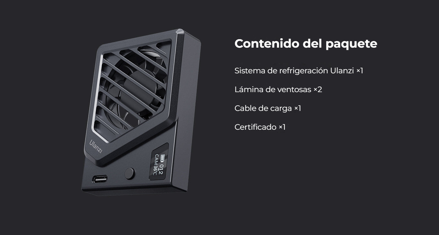 Ulanzi Camera Cooling Fan V3 stříbrný – Obsah balení