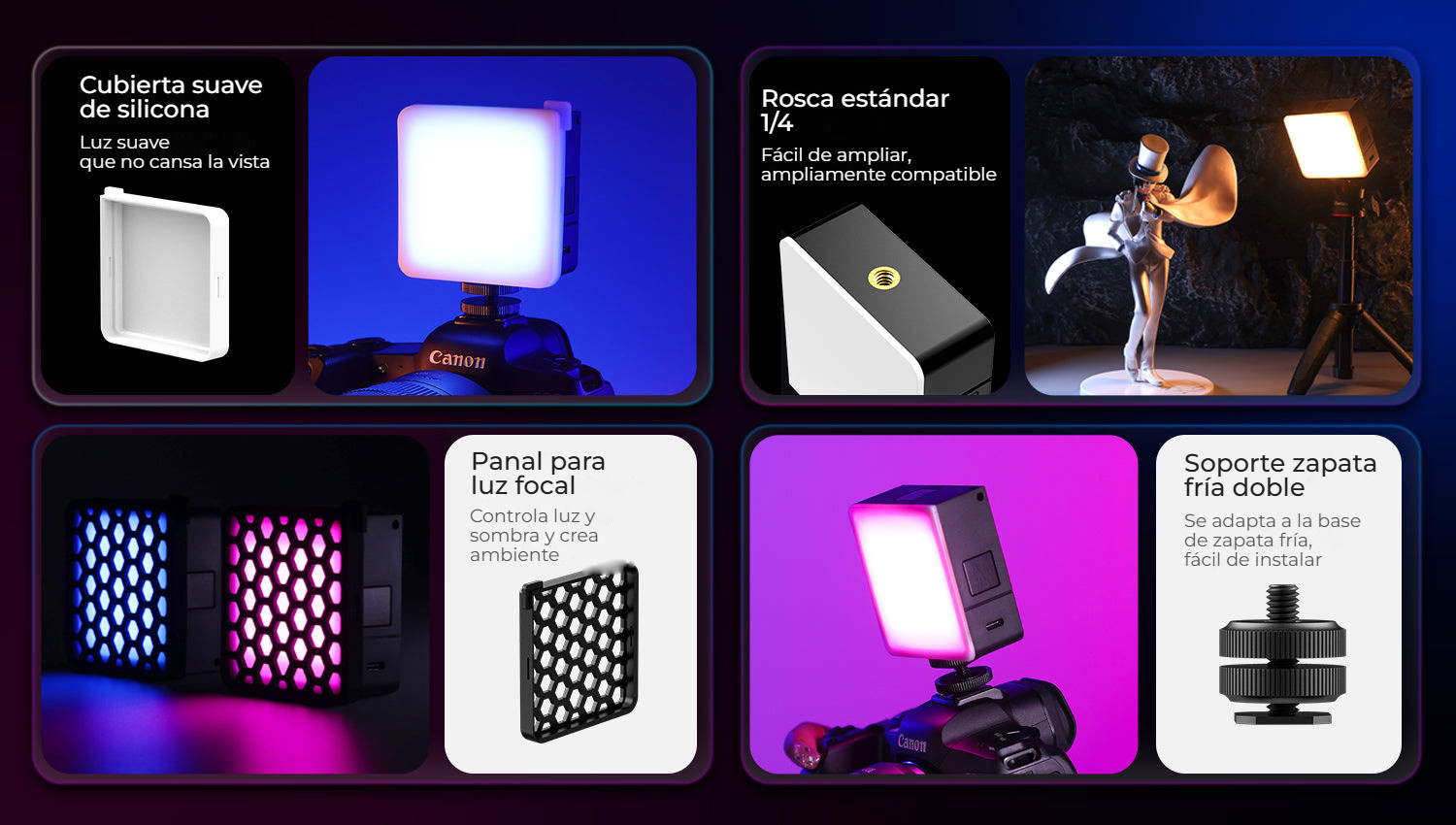 Ulanzi VL49 Pro RGB – Příslušenství v balení