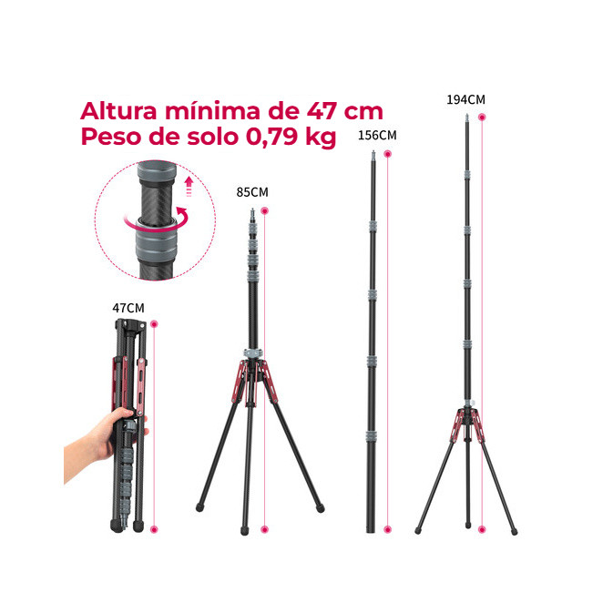 Ulanzi MT-49 karbonový stativ – Od 47 cm do 194 cm