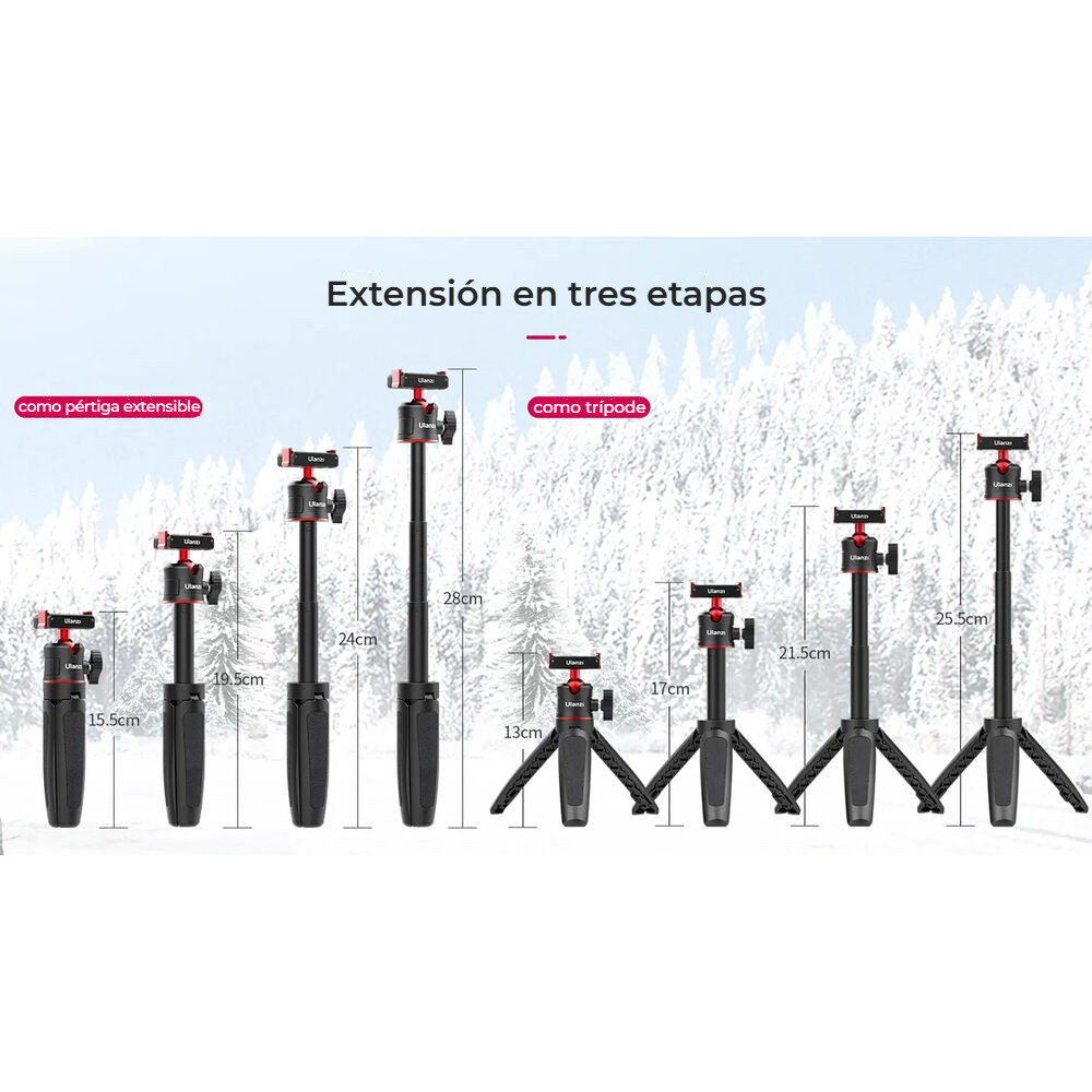 Ulanzi MT-50 V2 pro DJI Action – Tyč i stativ ve třech výškách