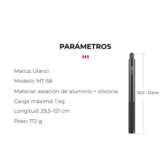 Ulanzi MT-58 výsuvná selfie tyč – Parametry na první pohled