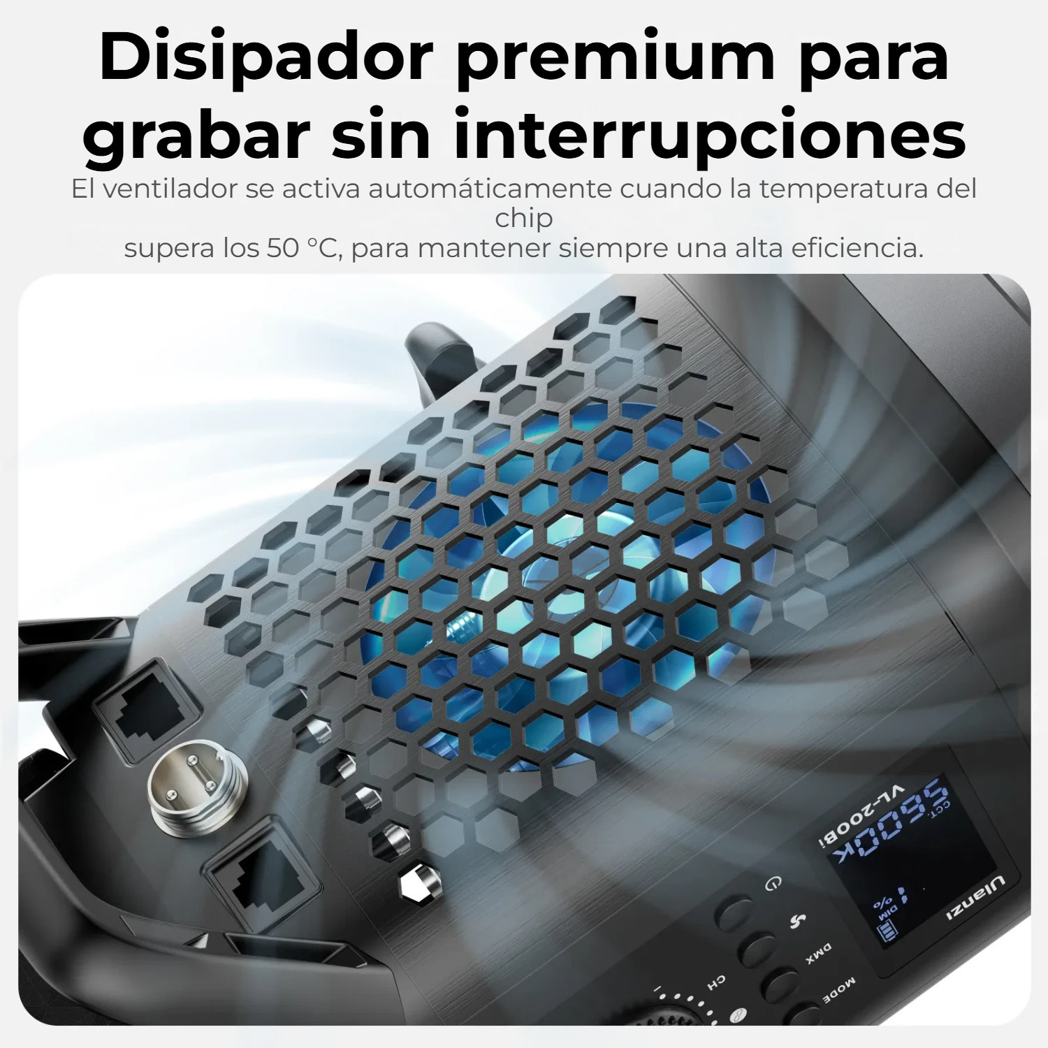 Ulanzi VL-200Bi 200W V-Mount Video Light – Chlazení pro nepřetržité natáčení